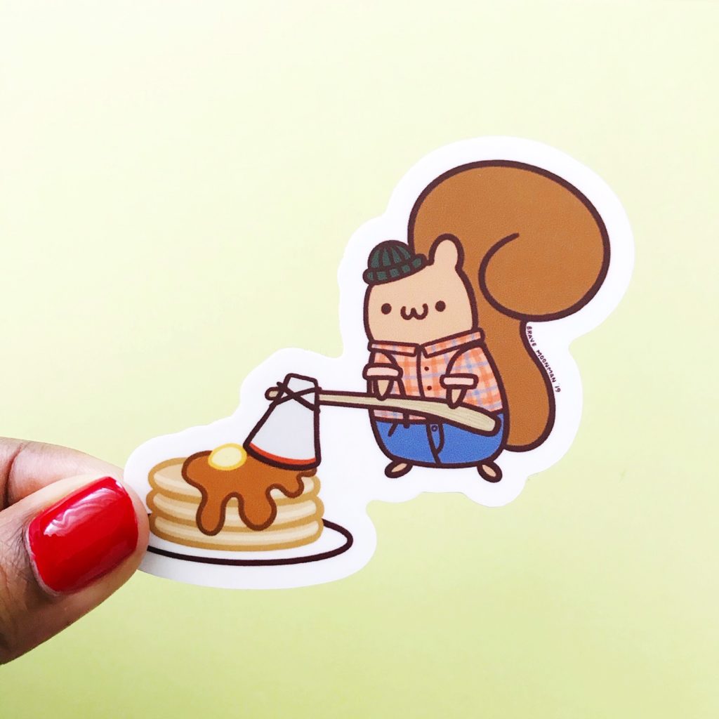 Pancake Squirrel Vinyl Sticker - Brave Moonman