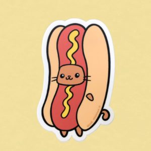 Hot Dog Cat Vinyl Sticker