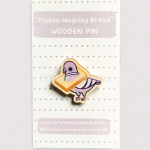 Pigeon Wearing Bread Wooden Pin