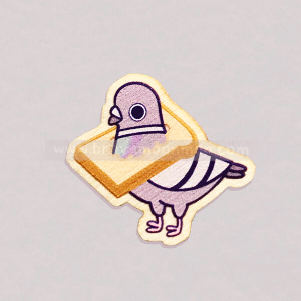 Pigeon Wearing Bread Wooden Pin - Image 3