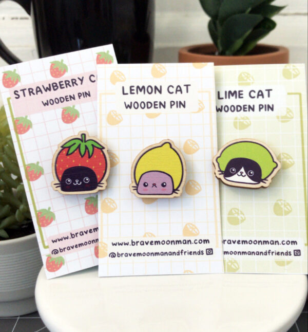 Fruit Cats Wooden Pin Set - Image 2