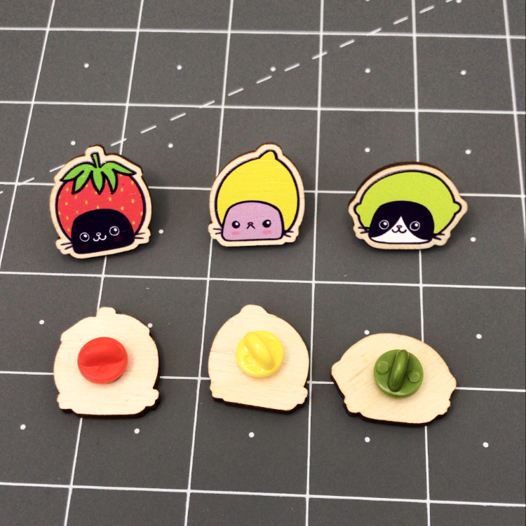 Fruity cat clay pins