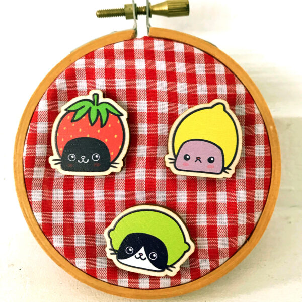 Fruit Cats Wooden Pin Set
