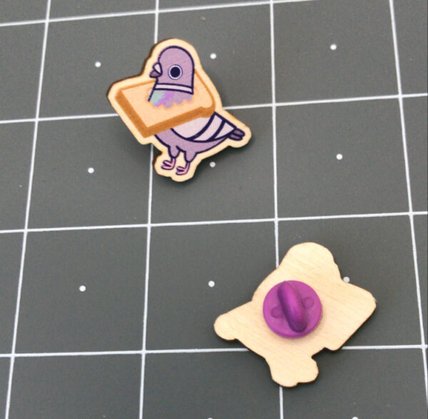 Pigeon Wearing Bread Wooden Pin - Image 4
