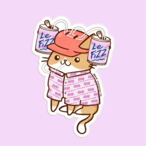 Fizzy Cat Vinyl Sticker - Berry