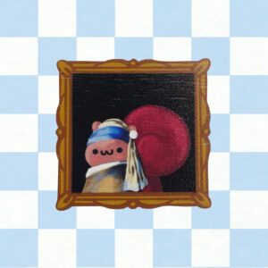 Squirrel With a Pearl Earring Wooden Pin