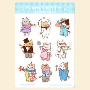 Planet Kitty Sticker Sheet #1