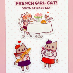 French Girl Cat Sticker Set