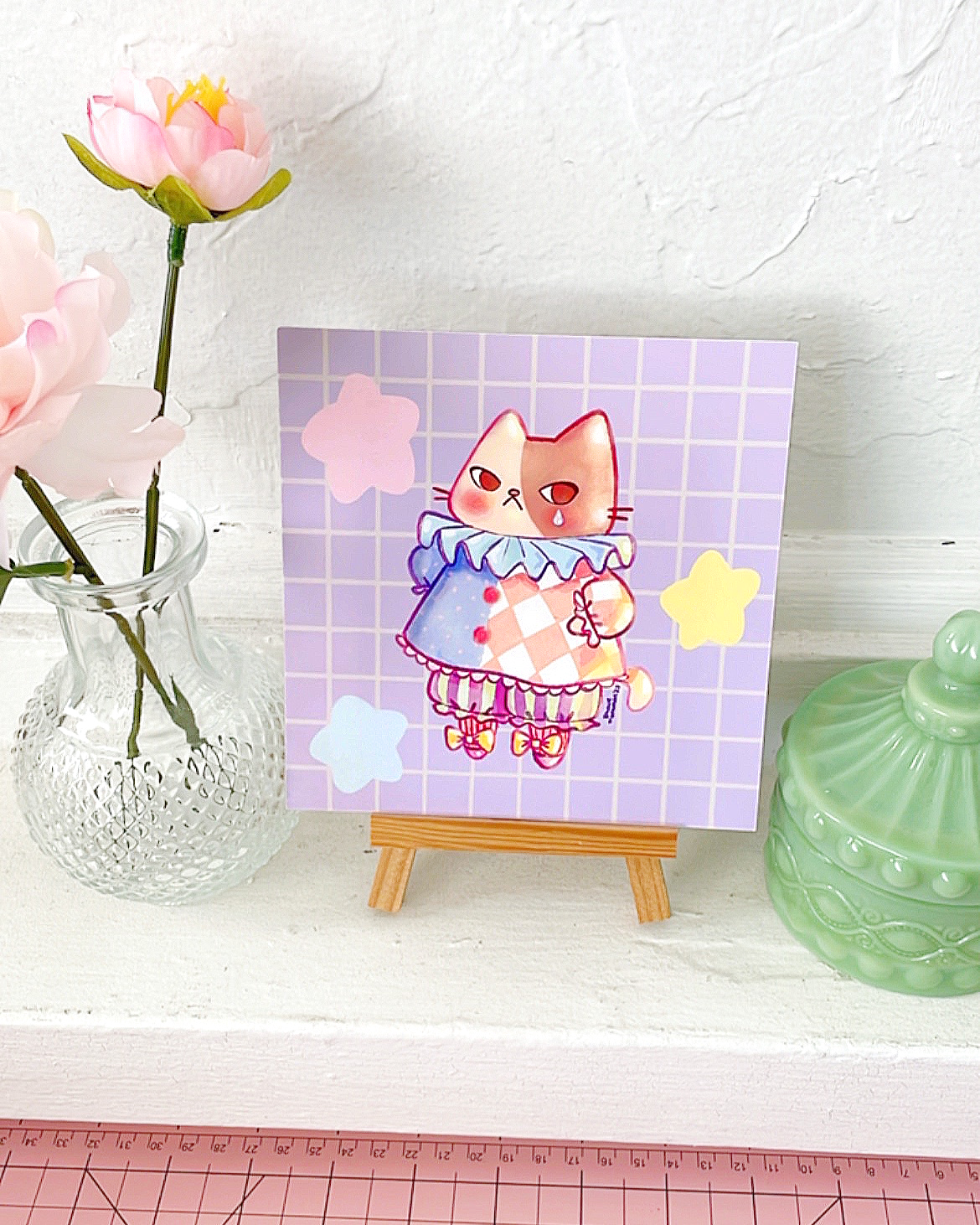 Sad Clown Cat Art Print - Image 2