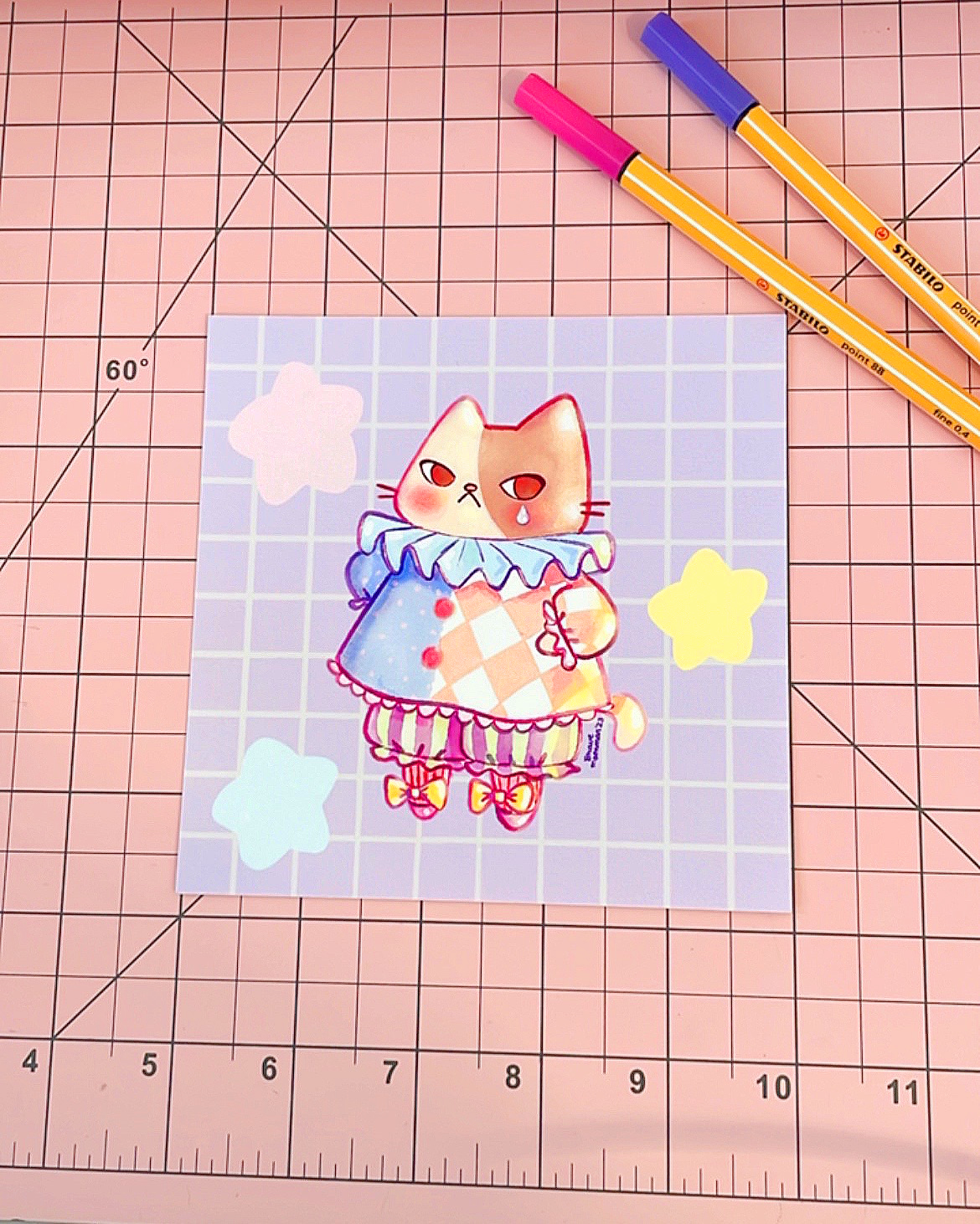 Sad Clown Cat Art Print - Image 3
