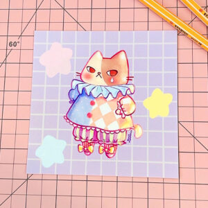 Sad Clown Cat Art Print