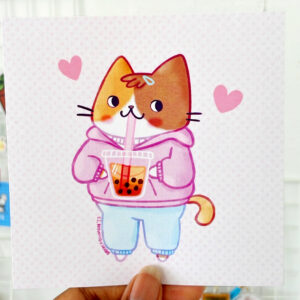 Boba Cat Art Print