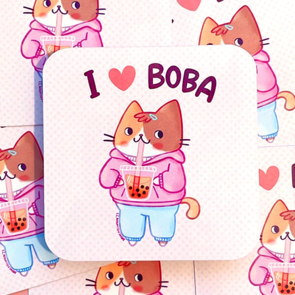 I Love Boba Vinyl Sticker - Image 2