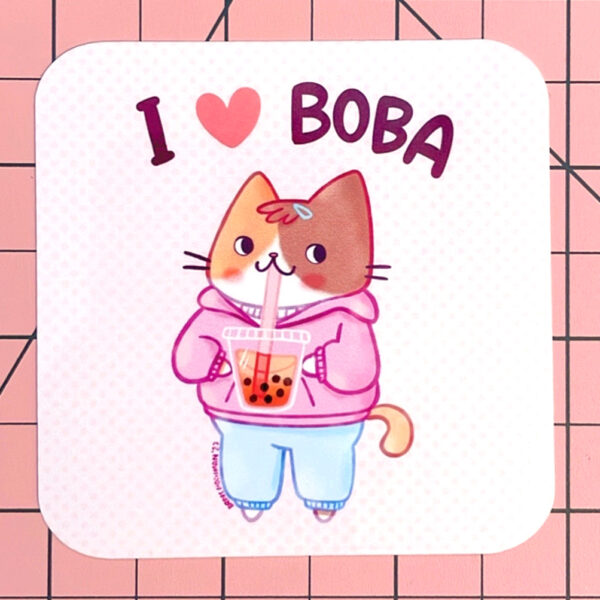 I Love Boba Vinyl Sticker - Image 4