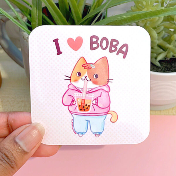 I Love Boba Vinyl Sticker - Image 3