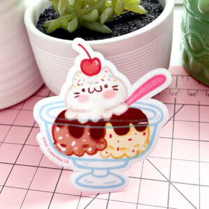 Cat Ice Cream Sundae Vinyl Sticker