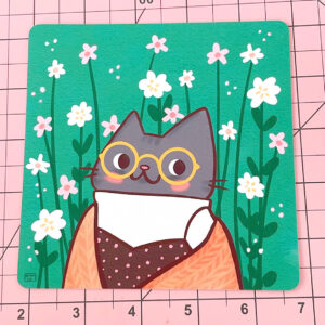 Cute Cat Among the Flowers Art Print