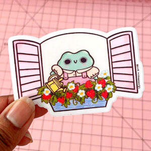 Plant Mom Frog Plants Strawberries Vinyl Sticker