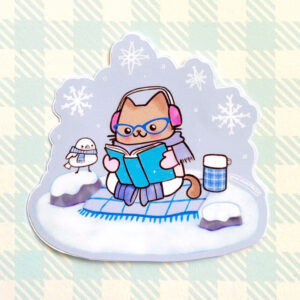 Reading Outside Winter Vinyl Sticker