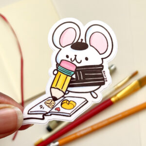 Artiste Mouse Drawing Cheese Vinyl Sticker