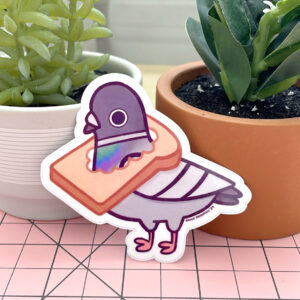 Pigeon With Bread Vinyl Sticker