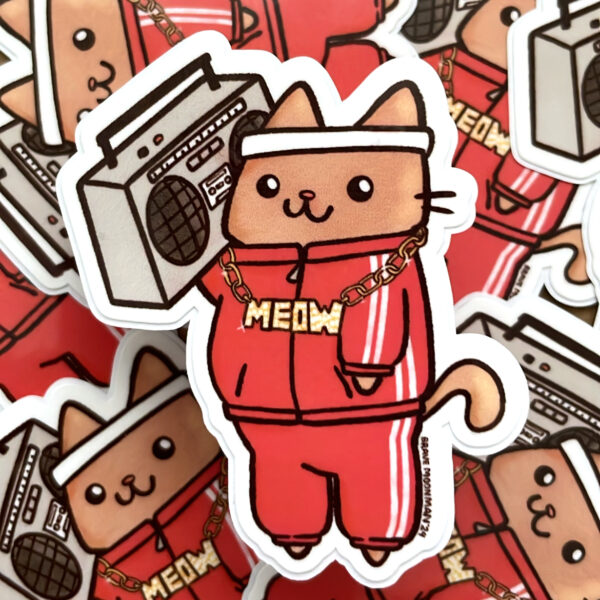 Break Dance Cat Vinyl Sticker - Image 2
