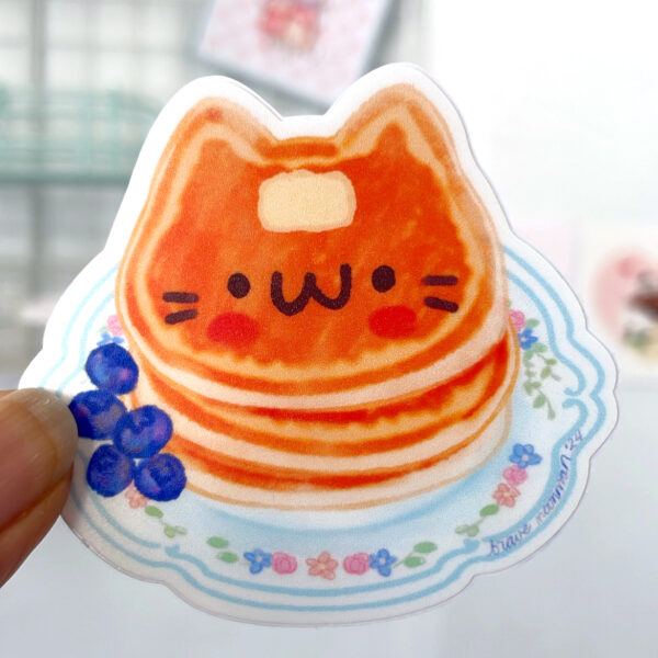 Cat Pancakes Vinyl Sticker - Image 2