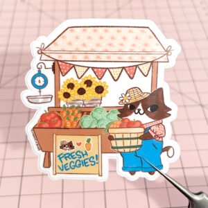 Farmer Cat Vinyl Sticker