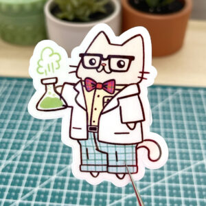 Professor Nerdy Cat Vinyl Sticker