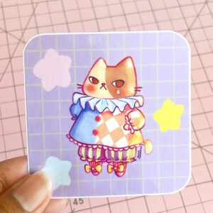 Sad Clown Cat Vinyl Sticker