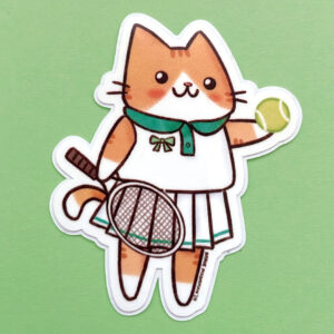 Tennis Cat Vinyl Sticker