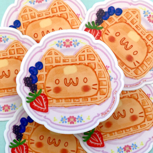Cat Waffle Vinyl Sticker - Image 4