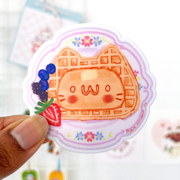 Cat Waffle Vinyl Sticker - Image 2