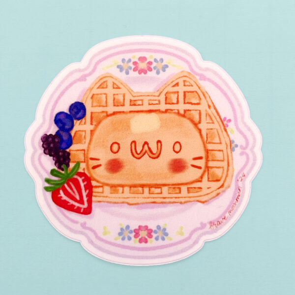 Cat Waffle Vinyl Sticker - Image 3