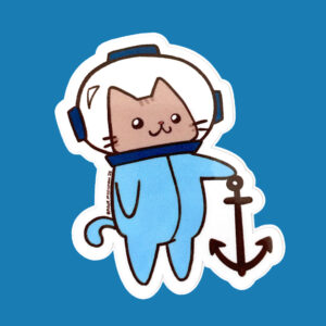 Aqua Cat Vinyl Sticker