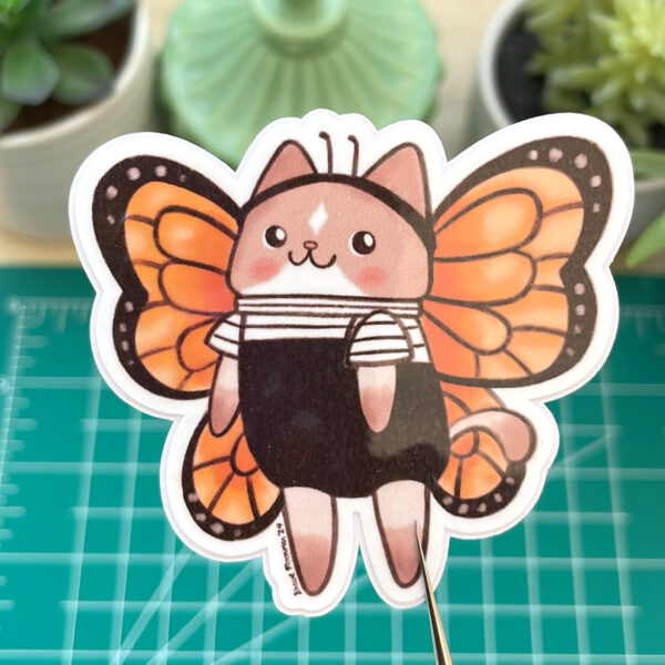 Butterfly Cat Vinyl Sticker