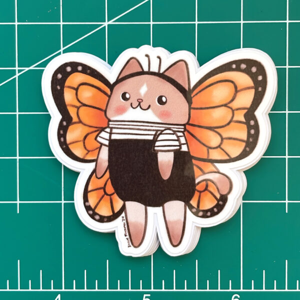 Butterfly Cat Vinyl Sticker - Image 2