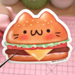 Cat Shaped Burger Vinyl Sticker