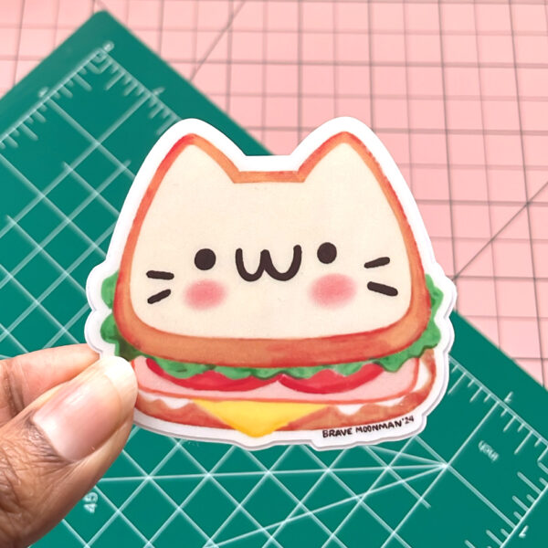 Cat Sandwich Vinyl Sticker - Image 4