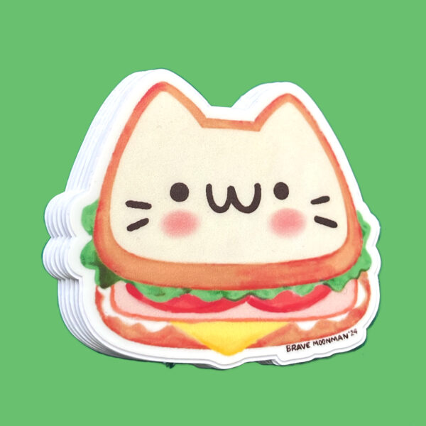 Cat Sandwich Vinyl Sticker - Image 3