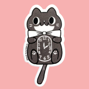 Kitty Clock Vinyl Sticker