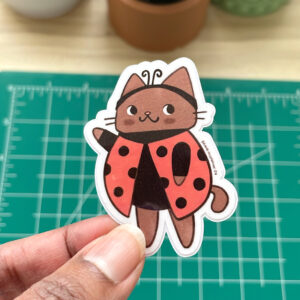 Ladybug Cat Vinyl Sticker