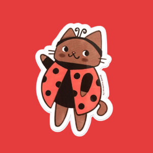 Ladybug Cat Vinyl Sticker