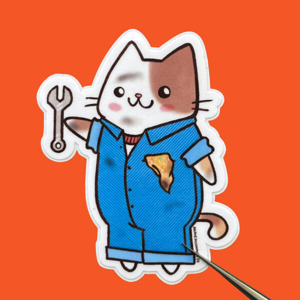 Mechanic Cat Vinyl Sticker - Image 2