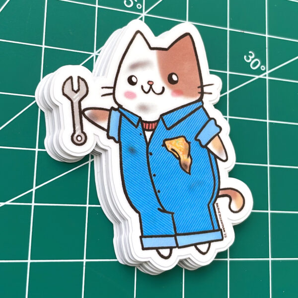 Mechanic Cat Vinyl Sticker - Image 4
