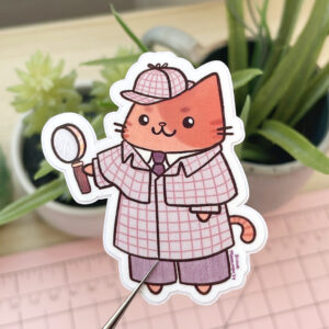 Detective Cat Vinyl Sticker