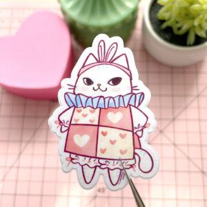 White Rabbit Cat Vinyl Sticker