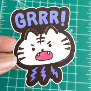 Growling White Tiger Vinyl Sticker