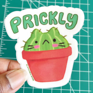"Prickly" Cat Cactus Vinyl Sticker