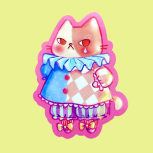 Sad Clown Cat Vinyl Sticker